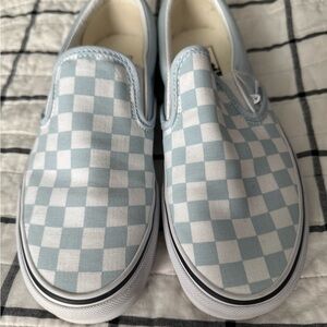 Vans Blue and White Checkered Slip-On Shoes